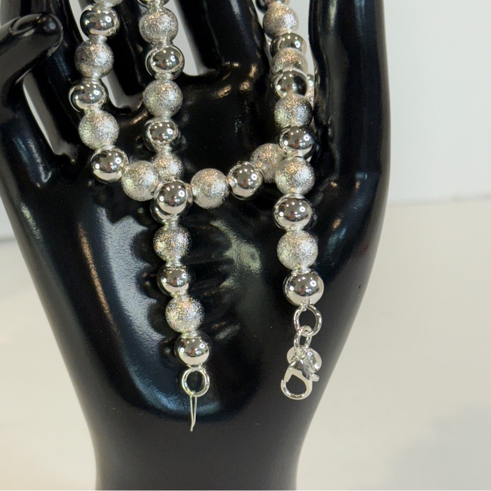 🆕 925 Sterling Silver Necklace Beads Balls 20 Inches 8MM Lobster Clasp 🆕 - Picture 4 of 10